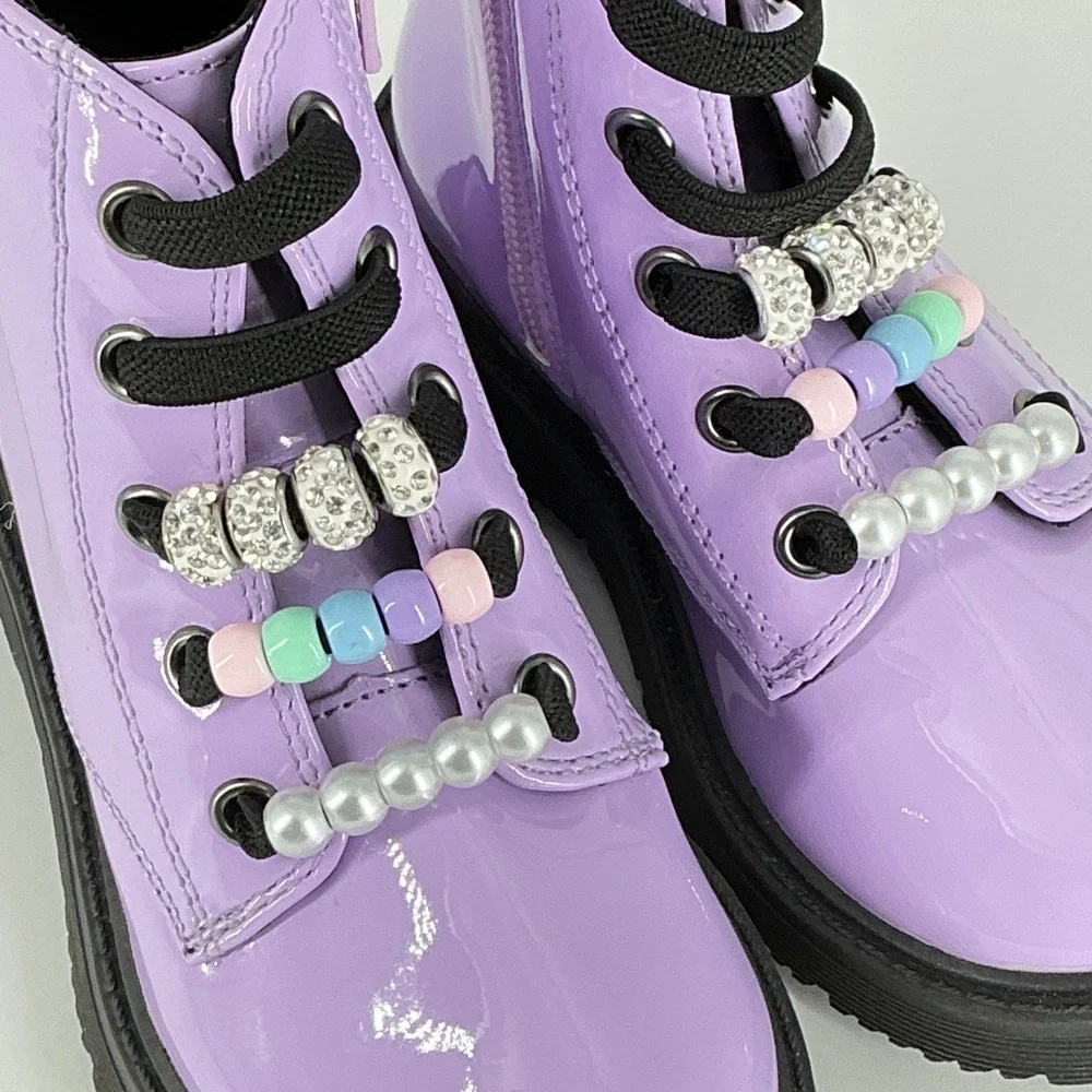 Tucker + Tate Girls Size 8‎ Purple Patent Leather Paislee Ankle Boots NEW Beaded